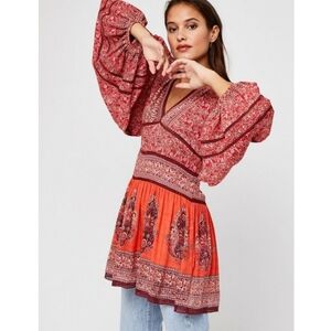 Free People Luna Scarf Print Tunic Dress Top